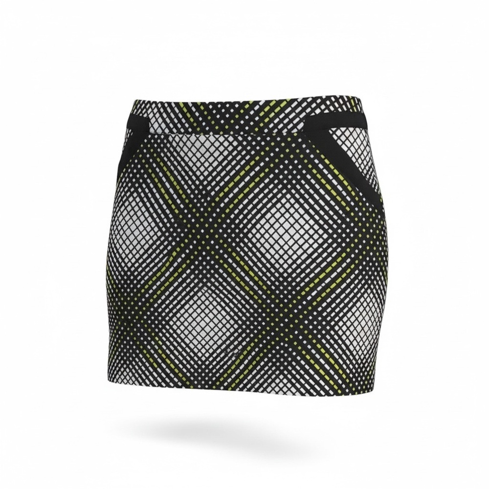 EP Pro Golf Skirt Skort, Black White Green Geometric Plaid Print, size 14